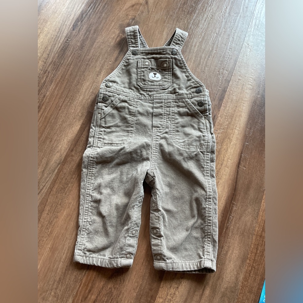 Carter's Tan Corduroy Overalls with Bear Patch